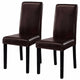 Set of 2 Contemporary Dining Chairs High Quality Modern Durable Wooden Frame Half-PU-leather Fabric Dining Room Chairs HW51327