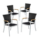 Set of 4 Patio Rattan Stackable Dining Chairs with Wooden Armrest, Indoor - Outdoor