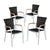 Set of 4 Patio Rattan Stackable Dining Chairs with Wooden Armrest, Indoor - Outdoor