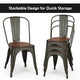 Set of 4 Stackable Metal Wood Dining Chair Heavy-load Iron Frame 4 Rubber Feet heavy-load Iron Frame and Stable Legs HW58611