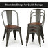 Set of 4 Stackable Metal Wood Dining Chair Heavy-load Iron Frame 4 Rubber Feet heavy-load Iron Frame and Stable Legs HW58611
