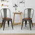 Set of 4 Stackable Metal Wood Dining Chair Heavy-load Iron Frame 4 Rubber Feet heavy-load Iron Frame and Stable Legs HW58611