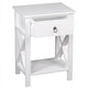 Side Intersection Style Bedside Table Coffee Table with Two-layer Drawer White Made of high quality material, durable and sturdy