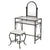 Simple Iron Dresser with Square Dressing Stool Black Double-layer storage space  Iron Dresser with Dressing Stool