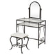 Simple Iron Dresser with Square Dressing Stool Black, Modern and simple style Easy to assemble,vanity dresser,bedroom furniture.