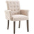 Single Sofa Fabric Tufted Dining Chair Accent Chair with Armrest and Solid Wood Legs Modern Living Room Home Furniture Relax