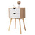 Solid Color End Table Nightstand Storage Wood Bedroom Table 2 Drawers Durable Sturdy Nightstand Fashion Business Style JJ0024