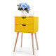Solid Color End Table Nightstand Storage Wood Bedroom Table 2 Drawers Durable Sturdy Nightstand Fashion Business Style JJ0024