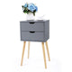 Solid Color End Table Nightstand Storage Wood Bedroom Table 2 Drawers Durable Sturdy Nightstand Fashion Business Style JJ0024