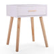 Solid Color End Table Nightstand Storage Wood Bedroom Table 2 Drawers Durable Sturdy Nightstand Fashion Business Style JJ0024