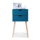 Solid Color End Table Nightstand Storage Wood Bedroom Table 2 Drawers Durable Sturdy Nightstand Fashion Business Style JJ0024