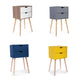 Solid Color End Table Nightstand Storage Wood Bedroom Table 2 Drawers Durable Sturdy Nightstand Fashion Business Style JJ0024