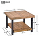 Square Side Cabinet Pine wood Table Face Iron Legs Rectangle Rustic Natural Coffee Table with Storage Shelf for Easy Assembly