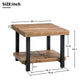 Square Side Cabinet Pine wood Table Face Iron Legs Rectangle Rustic Natural Coffee Table with Storage Shelf for Easy Assembly