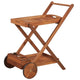 Tea Trolley Solid Acacia Wood Lightweight 2 Trays Mobile Service Delivery Car Assembly Natural Product Weather Resistant