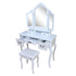 Tri-fold Mirror Dresser with Dressing Stool White Foldable three square mirrors easy to install vanity dresser bedroom furniture