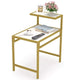 Tribesigns Side Table, Modern Gold End Tables Chair Side Table with 2 Storage Shelf, 2-Tier Sofa Side Table for Living Room