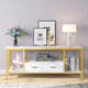 Tribesigns golden TV stand with drawers, 55-inch modern media stand, 3-layer TV console, suitable for TVs up to 60 inches