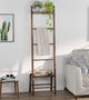 Tribesigns ladder frame, 5-layer tiltable wall shelf blanket ladder, bamboo decorative frame, living room bathroom style