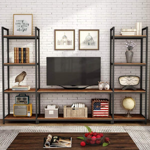 Tribesigns large 3-piece entertainment center wall cabinet with storage, bookshelf, bookshelf for living room