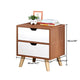 US 1/2 Drawers Simple Bedroom Storage Cabinet with Drawer Modern Wooden Nightstand Easy Assembly Bedside Table Handle Desk