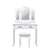White/Black Tri-Folding Mirror Makeup Dressing Table Set With Stool Mirrors 4 Drawers Modern Bedroom Dressers