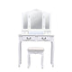 White/Black Tri-Folding Mirror Makeup Dressing Table Set With Stool Mirrors 4 Drawers Modern Bedroom Dressers