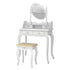 White Makeup Dressing Table Set With Stool 4 Drawer&Mirror 360-Degree Rotation Removable Mirror Dresser Wood Desk US Shipping