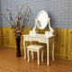White Makeup Dressing Table Set With Stool 5 Drawer&Mirror Jewelry Wood Desk 360 Degrees Rotation Single Mirror US Shipping