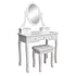 White Makeup Dressing Table Set With Stool 5 Drawer&Mirror Jewelry Wood Desk 360 Degrees Rotation Single Mirror US Shipping