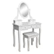 White Makeup Dressing Table Set With Stool 5 Drawer&Mirror Jewelry Wood Desk 360 Degrees Rotation Single Mirror US Shipping